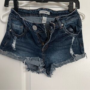 Charlotte Russe. Low rise fringe denim shorts